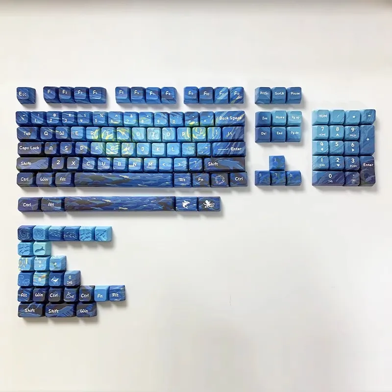 ディープシースターリースキーキーキャップセット,pbt 5サイド昇華キーキャップ,mdaプロファイル,7uスペースバー,MXスイッチ用,134キー