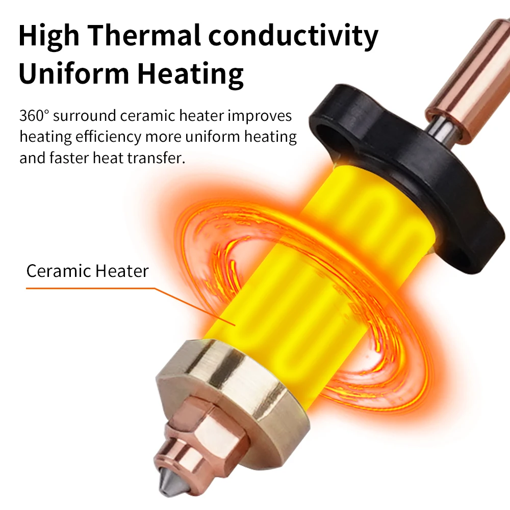 Per Creality Hi Hi Combo Hotend Kit Acciaio temprato Ugello all-in-one Manicotto in silicone Blocco riscaldante in ceramica 300 ° Parte della stampante C3D