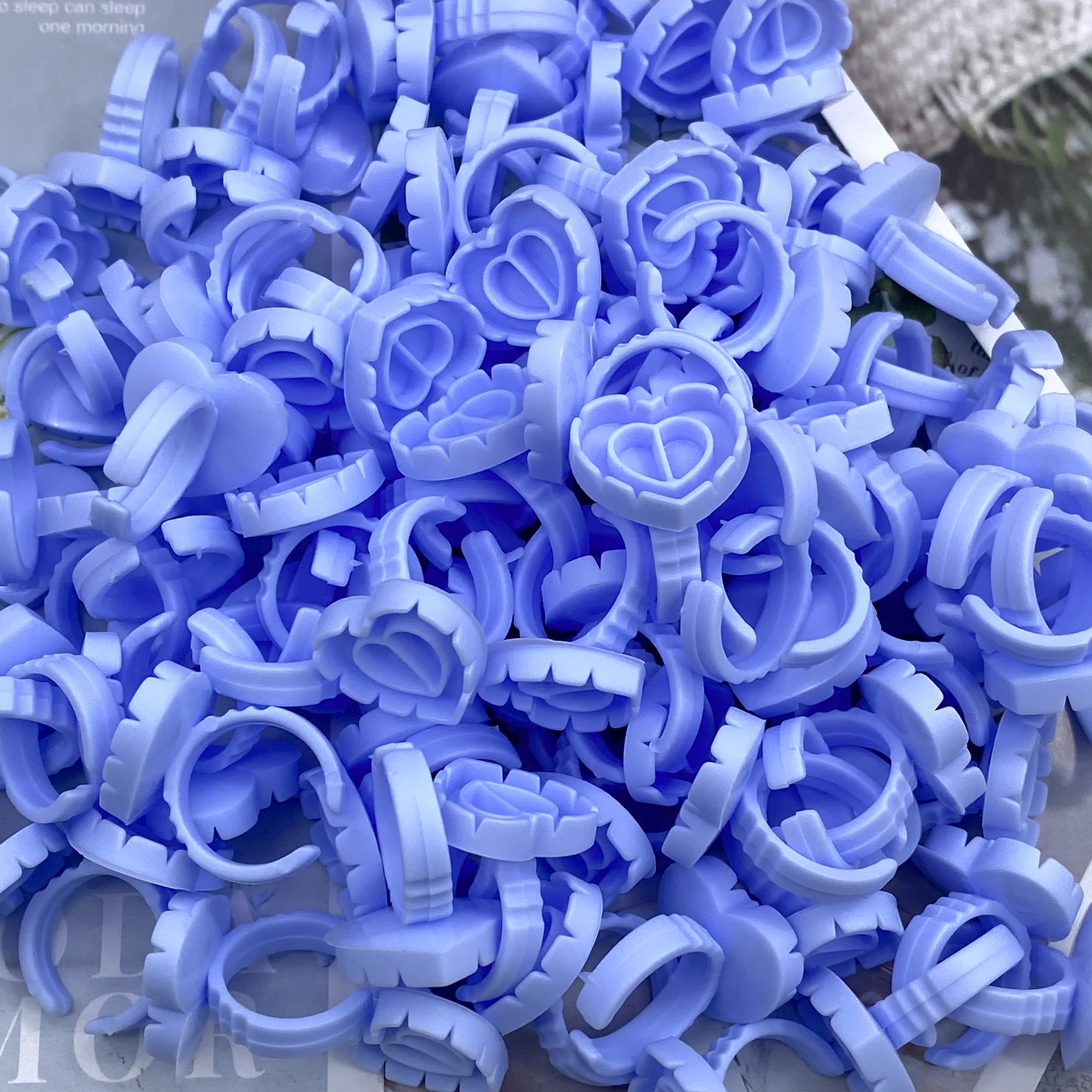 100 pièces cils colle ventilateur tasse anneaux support conteneur pour Extension de cils tatouage Pigment tasse cils outil accessoires fournitures