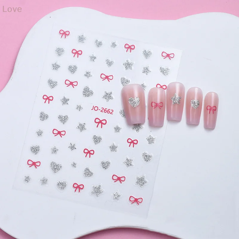 [L&P] القوس الحب شكل نجمة مسمار ملصق تعزيز لاصق صالون الأظافر لتقوم بها بنفسك مجسمة عشاق الأظافر وفني الأظافر