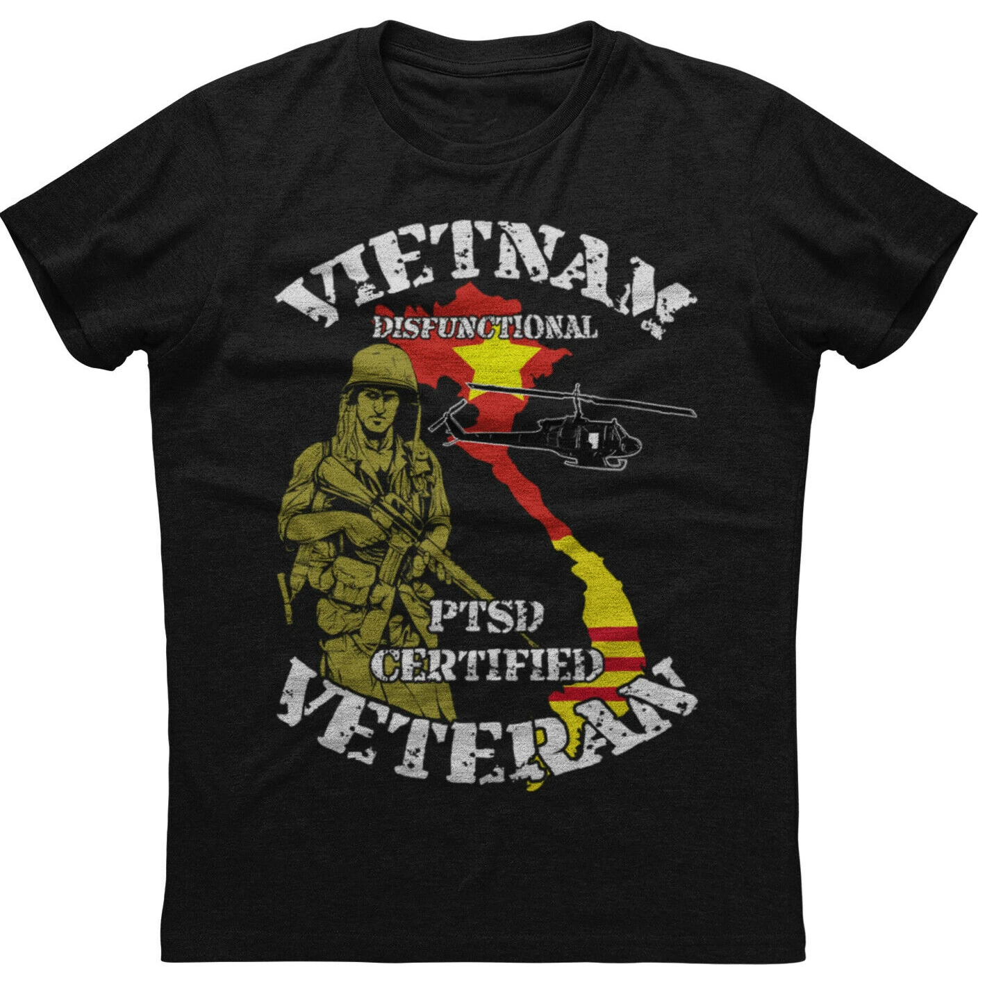 Vietnam Veteran PTSD Certified Mens Short Sleeve New Cotton Black T-shirt Men\'s 100% Cotton Casual T-shirts Loose Top Size S-3XL