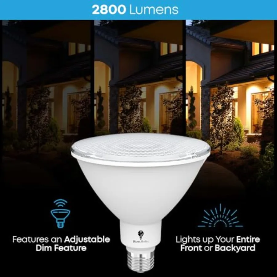 High Power Outdoor PAR38 0W 50 Watt Equivalent 800 Lumens Dimmable LED Flood Light Bulb Super Bright Waterproof E 4000K Cool Wh