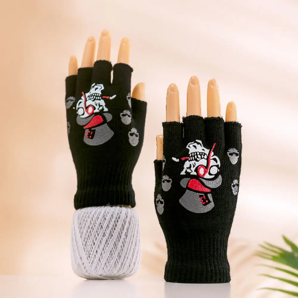 Fingerless Knitted Gloves Winter Warm Half Finger Mitten Soft Elastic Wristwear Stylish Design For Men Women Outdoor Sports