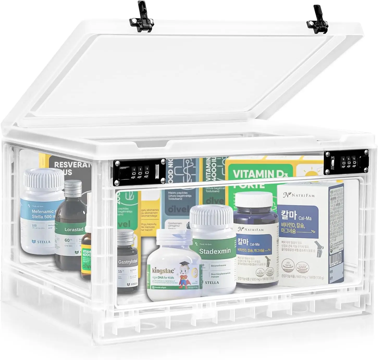 

Большой ящик для лекарств с двойными 3-значными кодовыми замками, запираемый ящик для хранения лекарств, закусок, телефона и