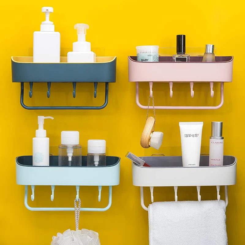 Modern bathroom, shower, kitchen storage rack, no hole storage rack, hand towel, sink, wall mounted T storage rack, lightweight