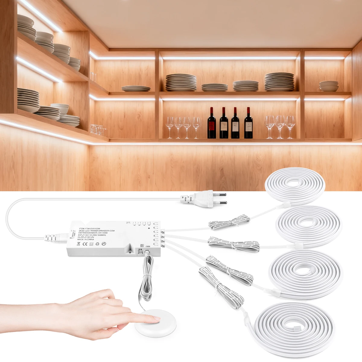 Neon COB Strip Acoustic Panel Wall Decoration Light Parallel LED Under Cabinet COB Light Motion Sensor Touch Switch LED Lamp 24V