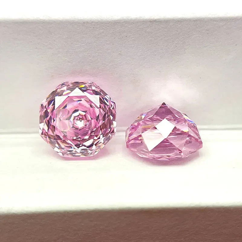 Cubic Zirconia Stone Octagon Rose Cut Light Pink Color 6mm-12mm Loose Stones Used for DIY Charms Jewelry Making Main Materials