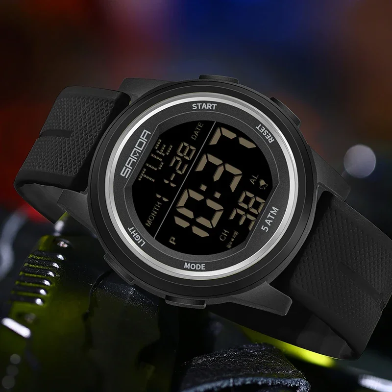 Fashion SANDA 6182 Luxury Men's Electronic Watch Sports Multi Functional Waterproof LED Date Men's Electronic Digital Watch