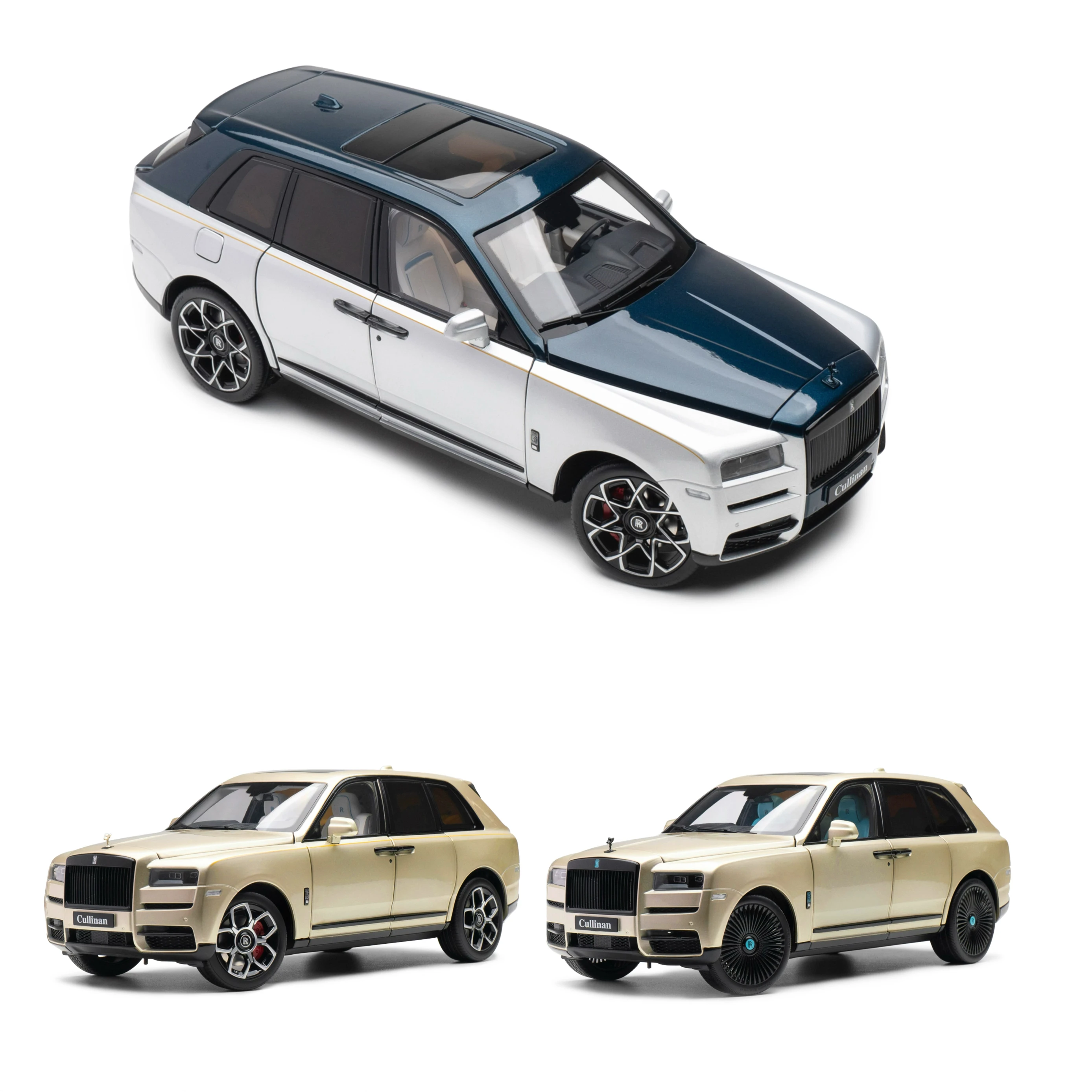 Fábrica original 1:18 rolos cullinan bb champanhe simulação edição limitada todo aberto liga de metal estático modelo de carro brinquedo presente