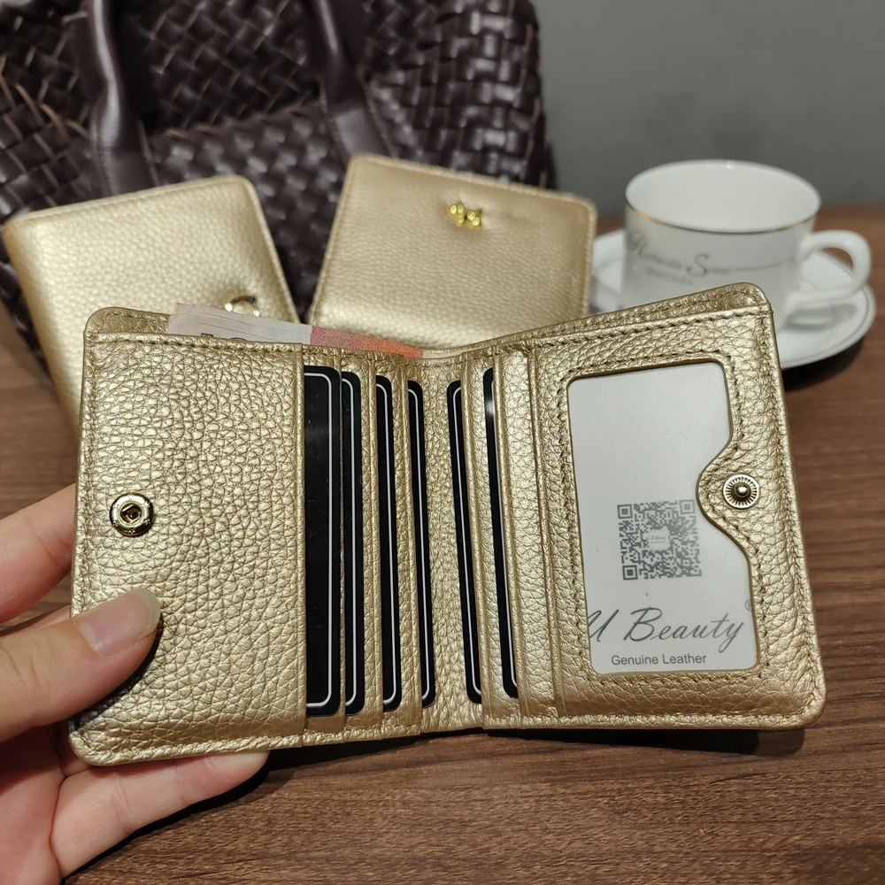 Portefeuille de Luxe en Cuir de Vache Laminé pour Femme, Porte-Cartes de Crédit, d\'Identité, Animal, Cerf, Chat, Chien, Bouton Cœur
