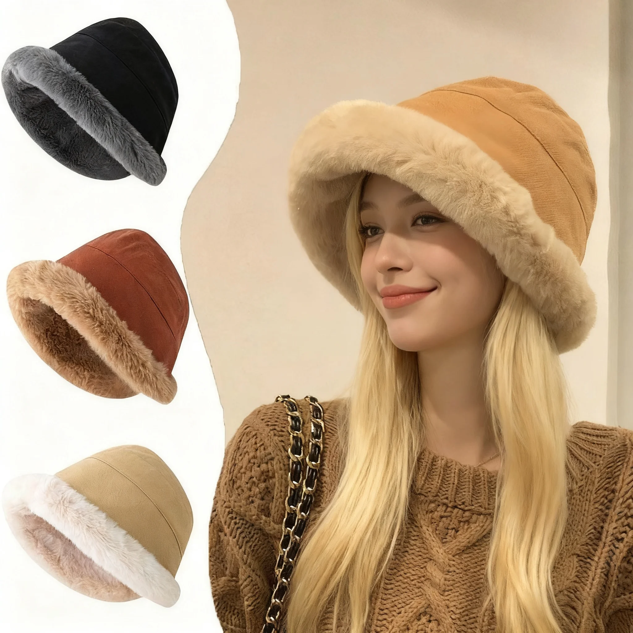 

Women's Winter Outdoor Fleece-lined Warm Hat, A Fashionable Winter Accessory, Christmas and New Year Gift, Suitable for Winter