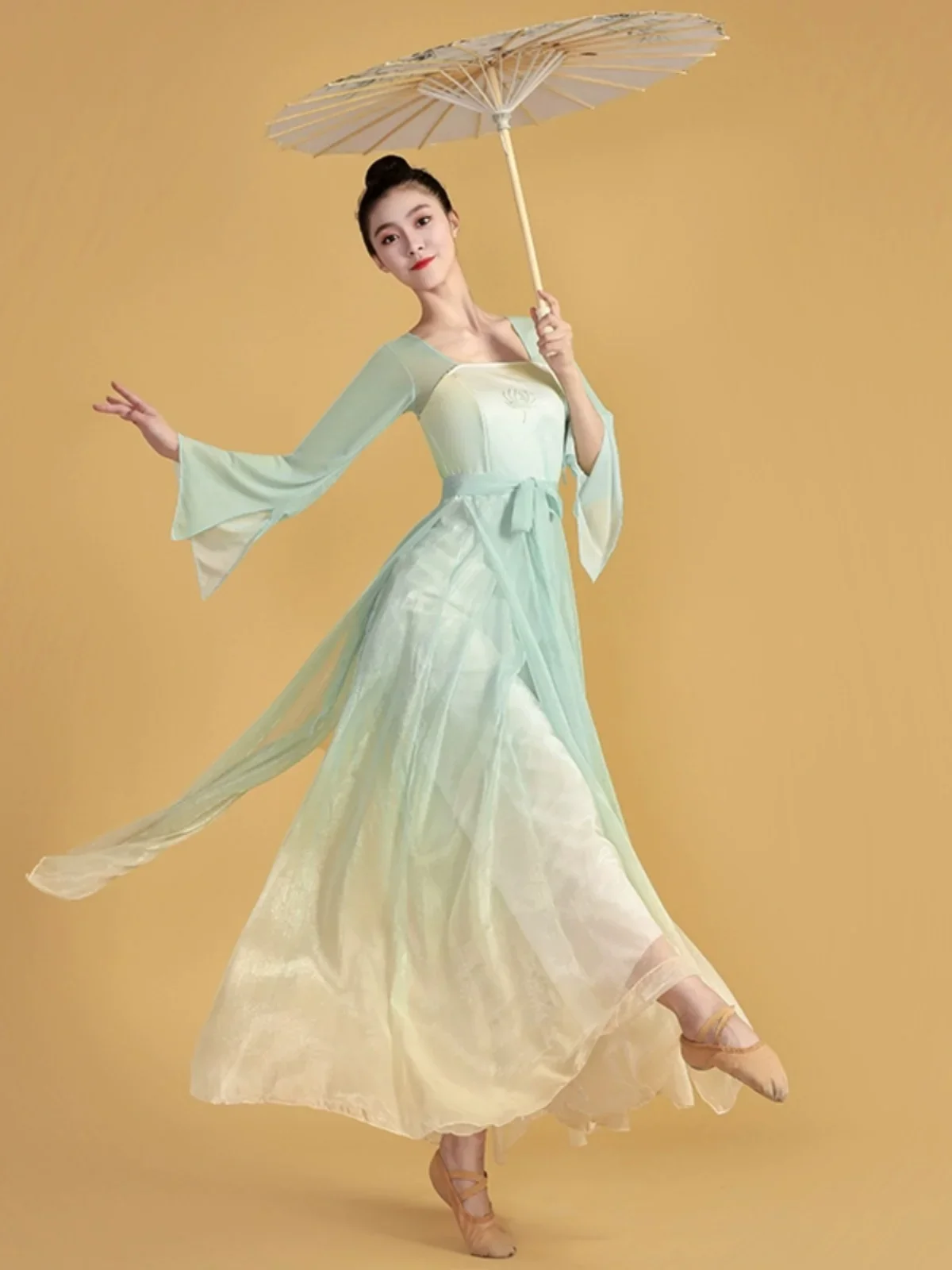 

Antique Classical Dance Dancing Dress Body Charm Gauze Clothes Ethnic Female Exercise Clothing Performance Costumes Dress