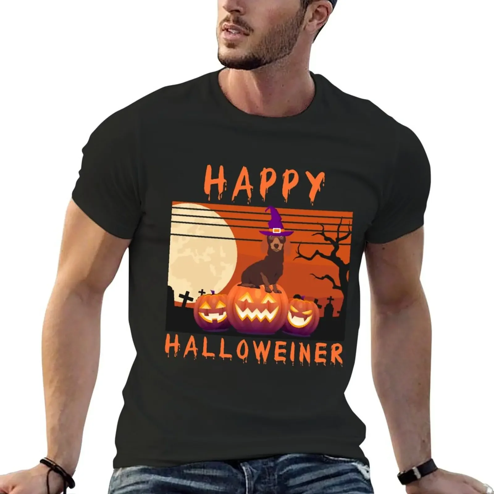 

Happy Halloween Halloweiner Daschund Dog Lovers - Funny Weiner Dog Owner Gift T-Shirt cute tops graphic tshirt men