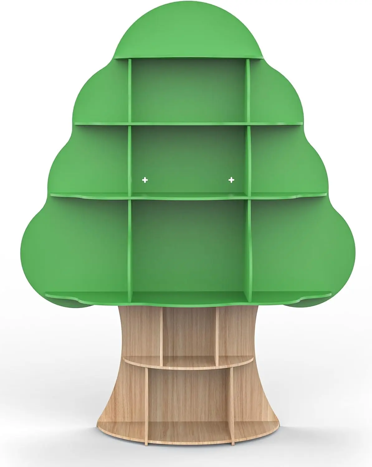 

Tree-Shaped Kids Bookshelf, 16-Cubby Toy Storage Organizer for Bedroom, Nursery, Classroom - Green