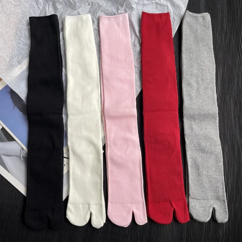 Combed Cotton Split Toe Man Woman Socks Solid Color Small Stripe Comfortable Soft Two-Toed Japanese Harajuku Women\'s Tabi Sox