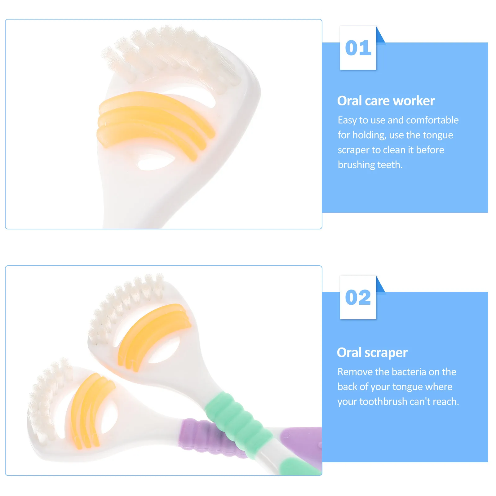 6 قطعة مجموعة منظف مكشطة اللسان الغذاء الصف أداة كشط اللسان عن طريق الفم لإزالة رائحة الفم الكريهة الاستخدام اليومي لون عشوائي #2