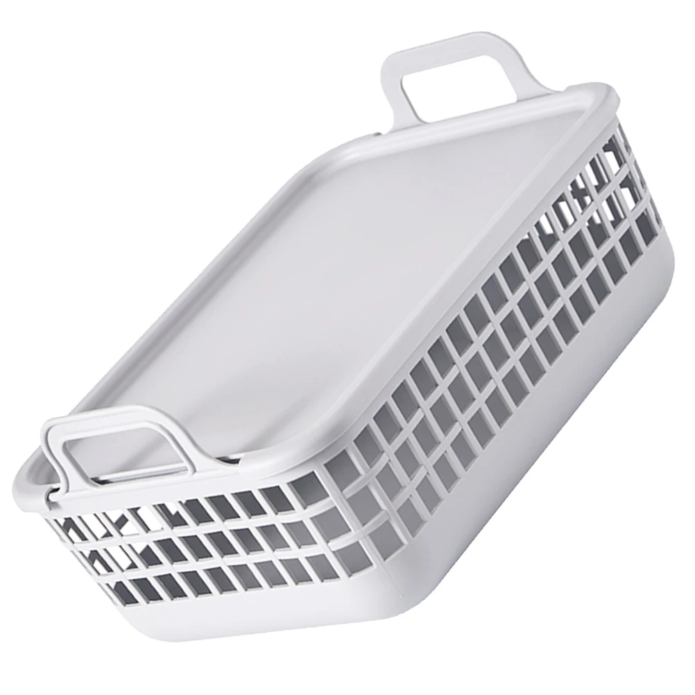 

Plastic Laundry Hamper Small Grey Comfortable Handles Hollow Design Ventilation Bedroom Bathroom Balcony Toys Clothes Socks