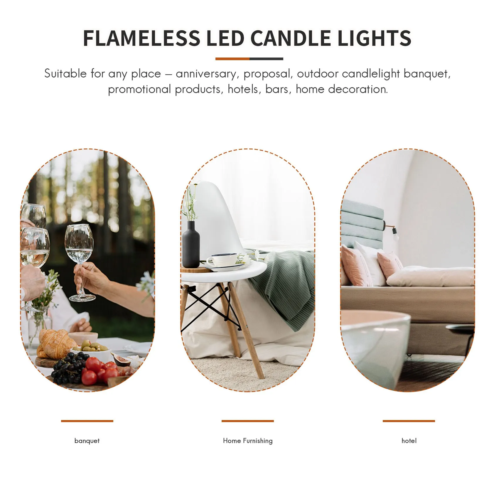 BHTS-6Pcs LED Taper Candle For Dinner, Flickering Flameless Tapered Battery Operated Table Settings Weddings Birthday Parties
