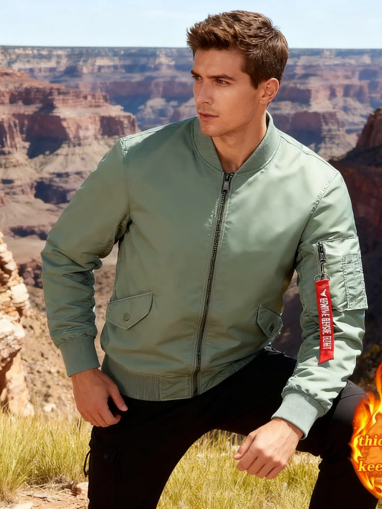 

American Retro MA1 Pilot Air Force Jacket, Cotton Padded, New Thickened Warm Style for Autumn & Winter, Baseball-Inspired Short-