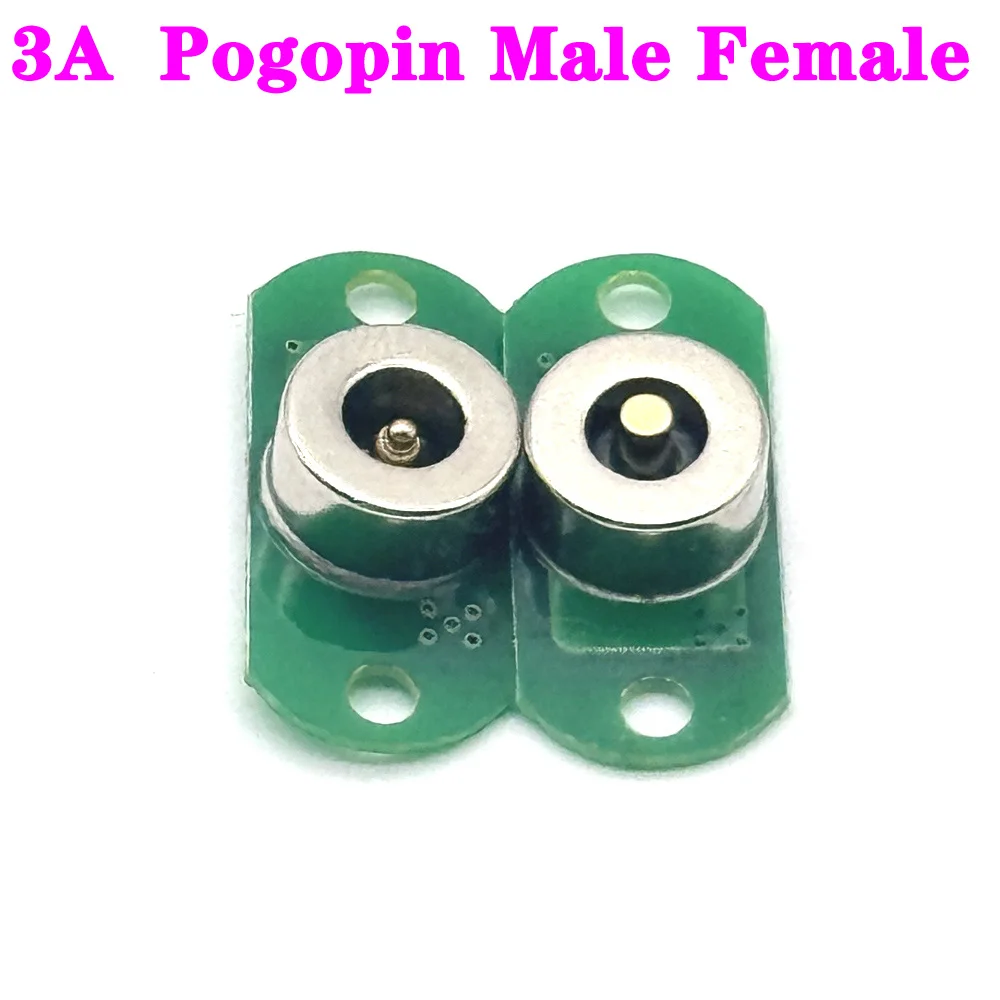 1Pcs 1Set 3A DC Magnetic Pogo Pin Connector Pogopin Male Female Spacing Spring Loaded DC Power Socket With Installation Holes
