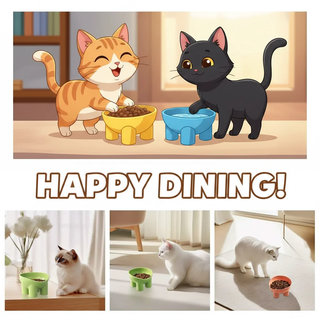 1pc Whisker Ware Elevated Cat Bowl, Anti-Tip Plastic Raised Pet Feeding Dish with Tilted Edge, Neck Protection Kitty Food