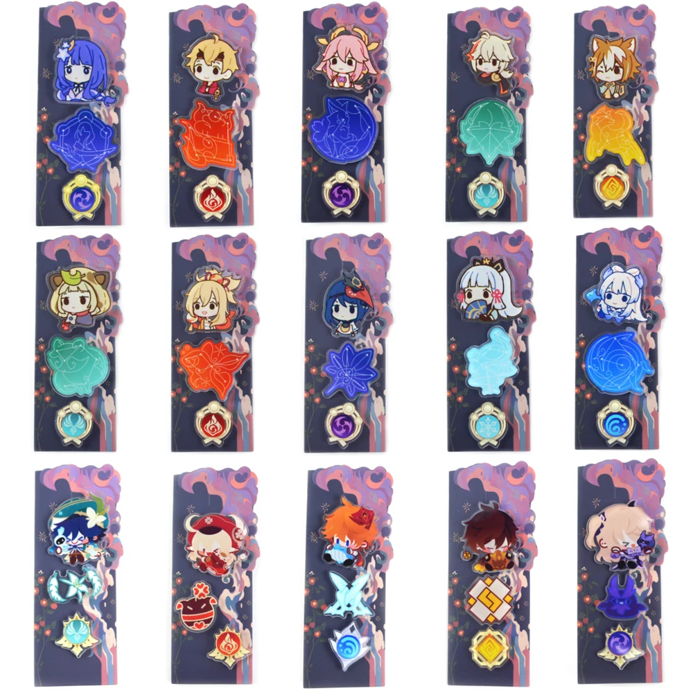 20Pcs/Lot Game Genshin Impac Acrylic Brooch Set Anime Zhongli Venti Klee Ajax Figure Badge Lapel Pins Jewelry Wholesale