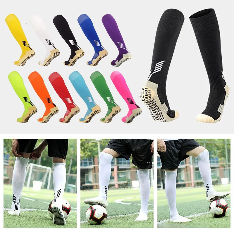 Professional Anti-Slip Soccer Knee High Socks Adult Kids Rubber Block Towel Bottom Long Football Hockey Sports Grip Socks Unisex