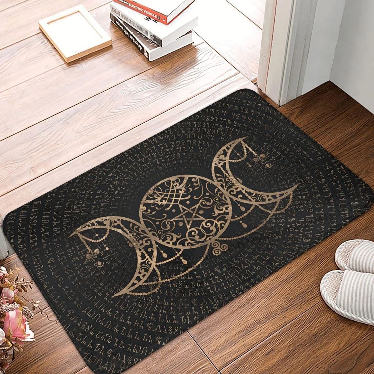 Bathroom Non-Slip Carpet Triple Moon Triple Goddess Gold Star And Moon Bedroom Mat Entrance Door Doormat Floor Decoration Rug