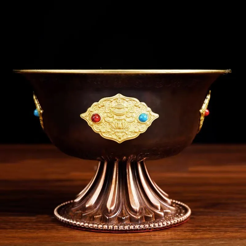 Pure copper water for offering to Buddha, offerings, eight auspicious items, wealth god, guardian deity cup