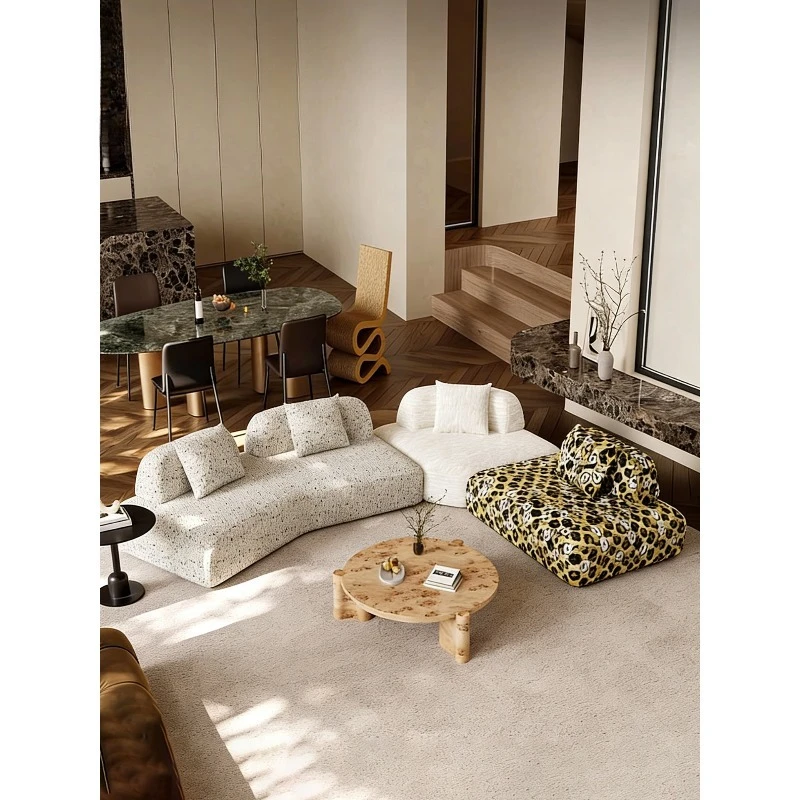 

Italian minimalist printing L-shaped 2026 corner large apartment Chenier concubine fabric sofa