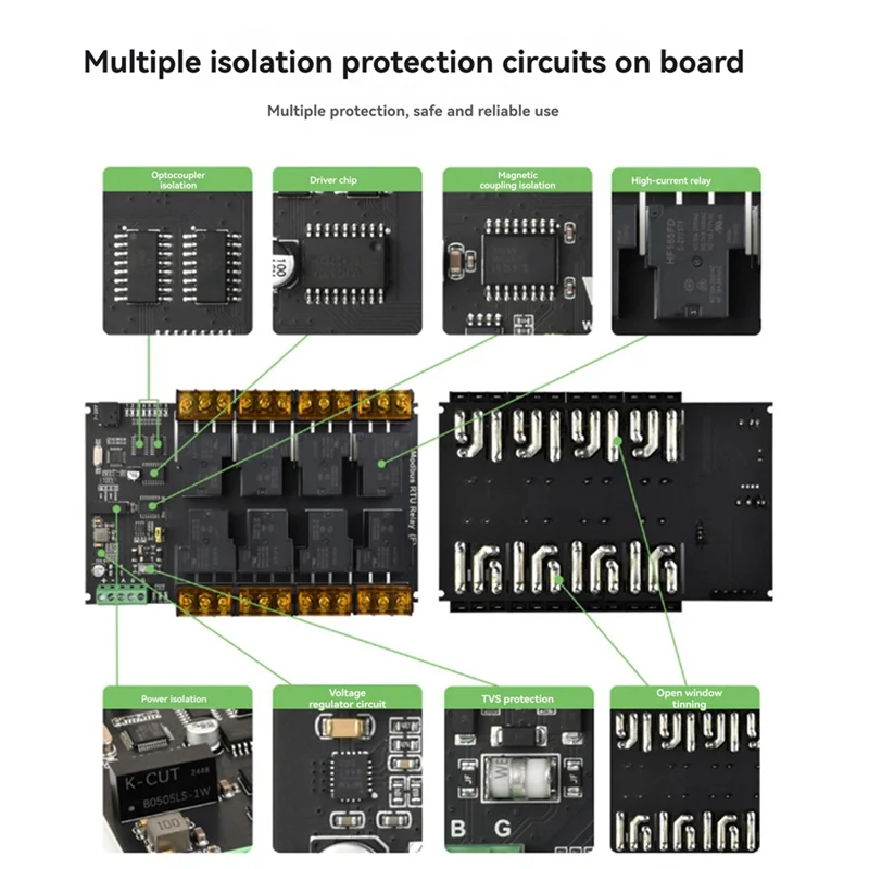 AAAEL-8-Ch RS485 Ethernet Relay Module Modbus RTU Protocol Various Isolation 30A High Current Relay Module