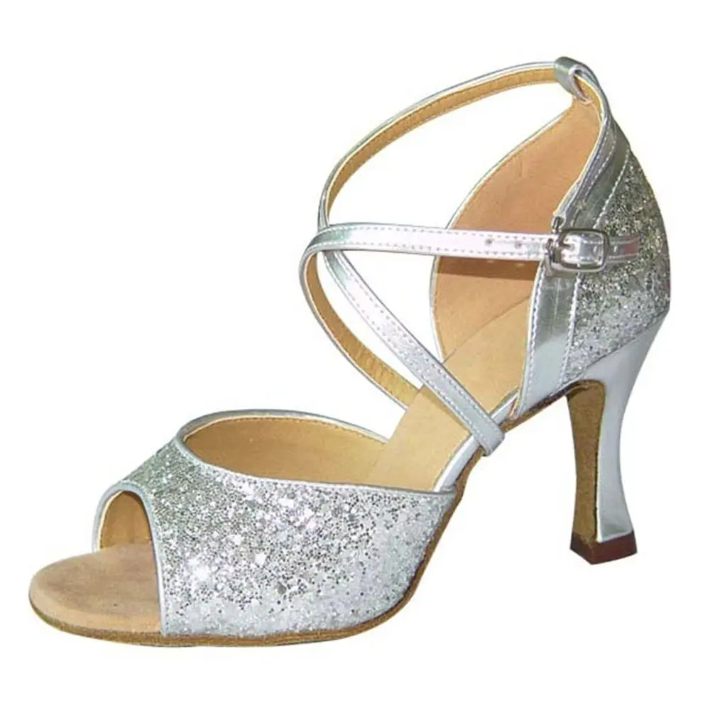 

Practice Women Dance Shoes Latin Dancing Glitter Girls 7cm Latin Salsa Balllroom Shoes Party Women Latin Dance Boots Shoes