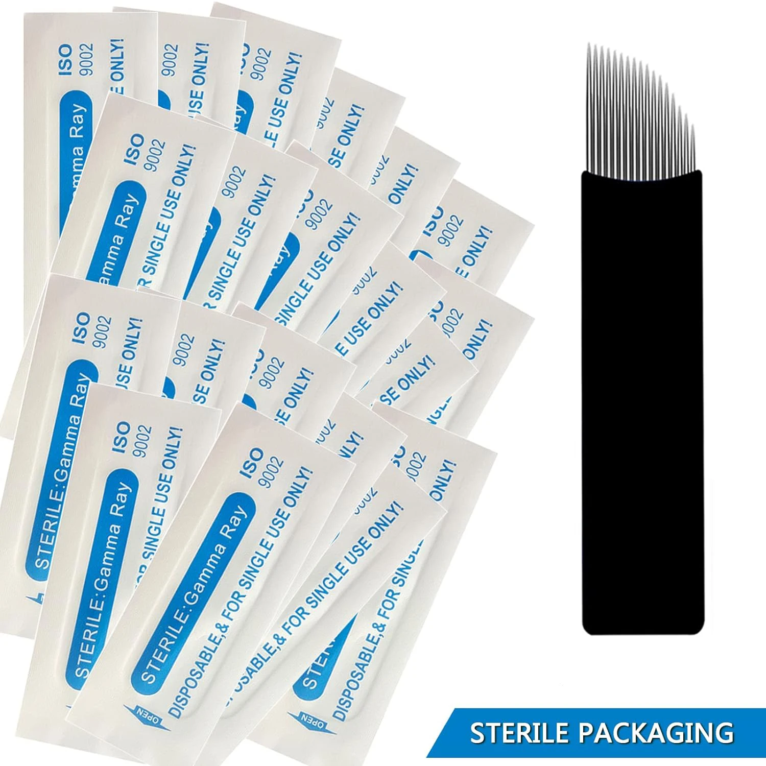 50/100Pcs 0.18mm Black Nano Pin Microblading Needles Permanent Makeup Needle Eyebrow Manual Tattoo Needles Blade 3D Embroidery