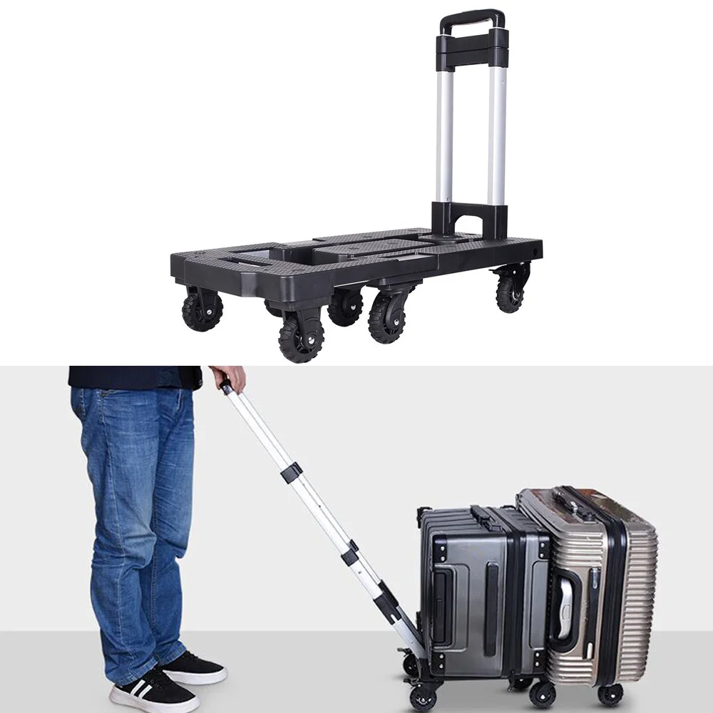 

Shopping Luggage Cart Pull Suitcase Cart Folding Shopping Cart Trolley Pull Goods Trolley Portable Trailer Home Take Express