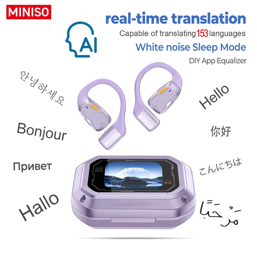 [AI Vertaler] MINISO M98 Draadloze hoofdtelefoon OWS Sport Bluetooth-oortelefoon Gaming-headset ASMR APP Vertaling Oordopjes IPX5