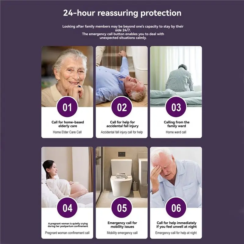Emergency Pager Flash Vibration Smart Wireless Doorbell Waterproof For Elderly Nurse Alert System Security Aid-Y41A