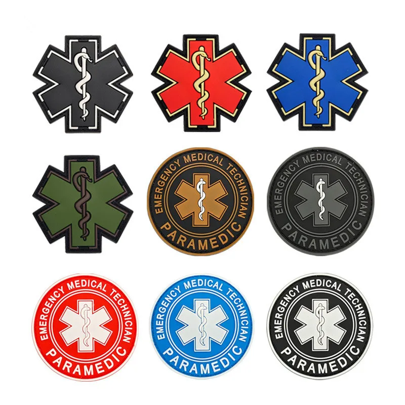 Paramedic Life Star Medical Patches Snake Battle 3D PVC Emergency Soft Rubber Hook Badge First Aid Logo Clothes Backpack Sticker