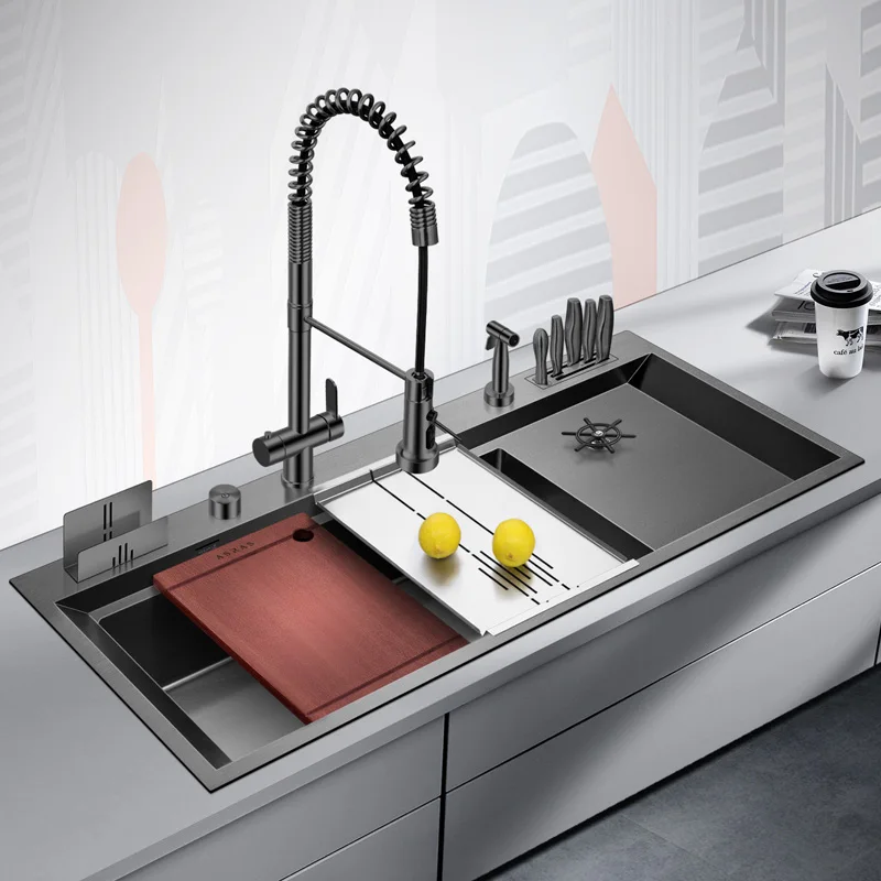 Stainless Steel Nano Kitchen Sink, 4mm Thick Large Handmade Sink ASRAS 11850NX