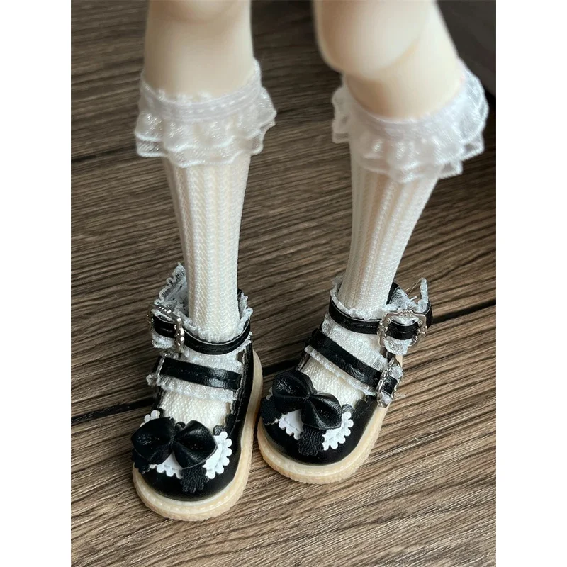 Sapatos de boneca bjd adequados para boneca fofa de tamanho 1/6, couro de corte de renda versátil = sapatos 1/6, acessórios de boneca