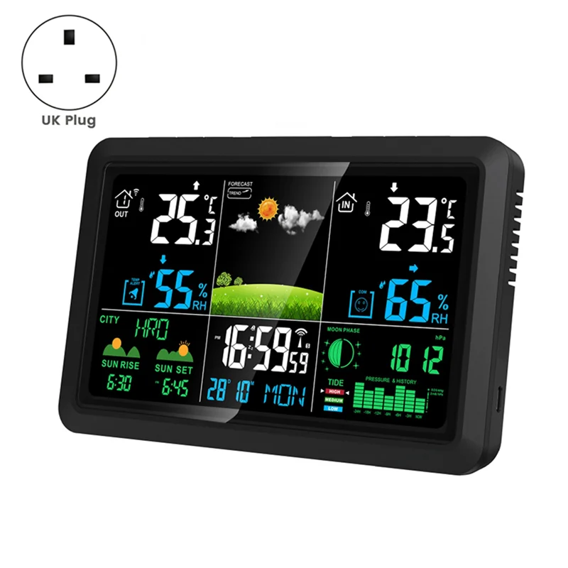 

A50U Multifunction Tuya Weather Station Air Quality Temperature Humidity Meter Moon Phase Air Pressure Weather Clock