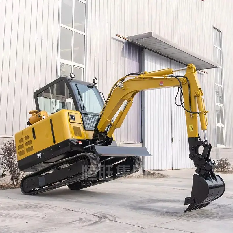 3.5 Ton Mini Excavator Hydraulic Crawler Excavator Compact Digger with Cab for Construction Farm Garden Construction Machinery