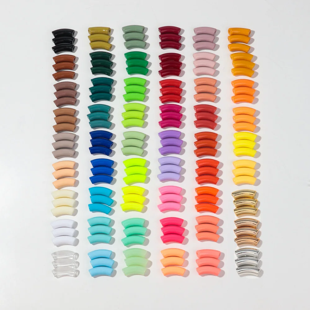 20 teile/los Acryl 11mm Bambus rohr Perlen einfarbig klobig gebogenes Rohr lose Perle für DIY Armband Halskette Schmuck Zubehör – Detail 3