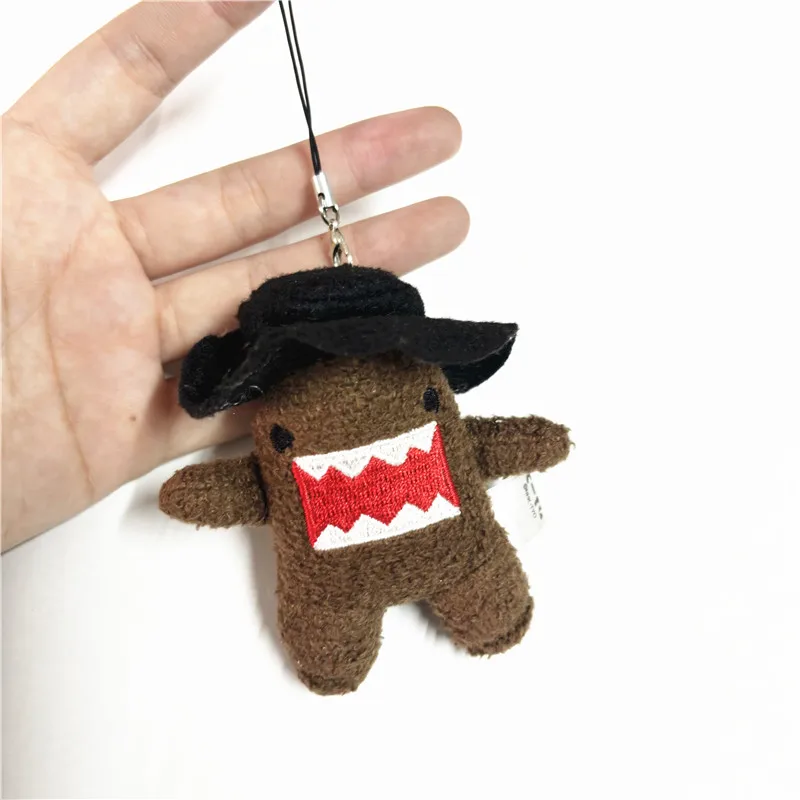 New Cute Domo Kun Black Hat Plush Keychains Small Pendant Kids Stuffed Toys For Children Gifts 8CM