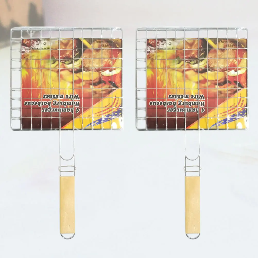 

2 шт. щипцы для барбекю, зажимы для устриц, железные стойки для барбекю с антипригарным покрытием, деревянные серебряные инструменты для сбора