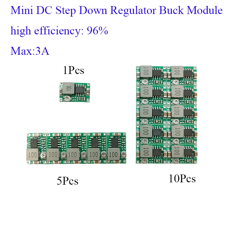 

1/5/10 PCS DC-DC Buck Step Down Adjustable Converter Module 3.3V 5V 6V 9V 12V 3A Max