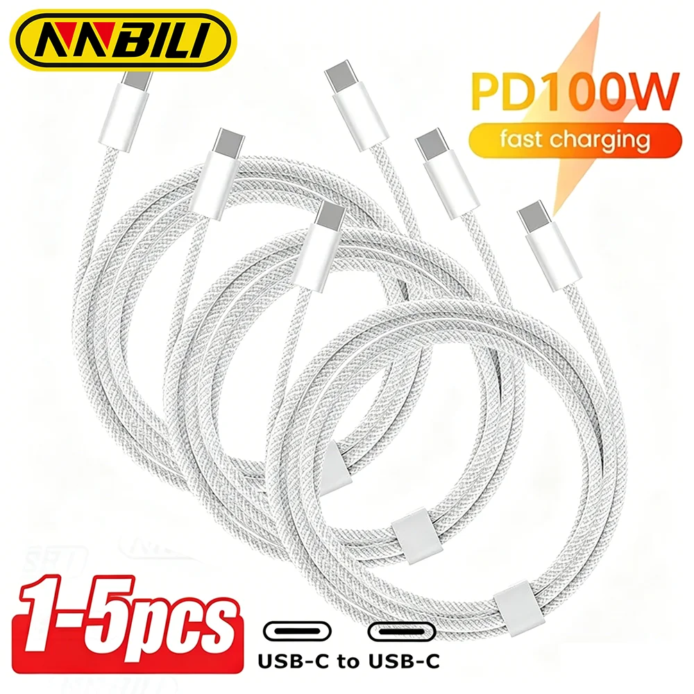 NNBILI 1/5 Stück 0,5 m Typ-C-auf-Typ-C-Kabel, schnelles Lade- und Datenkabel, 100 W, für Phone Pro, Huawei, Samsung, Xiaomi, tragbare Stromkabel