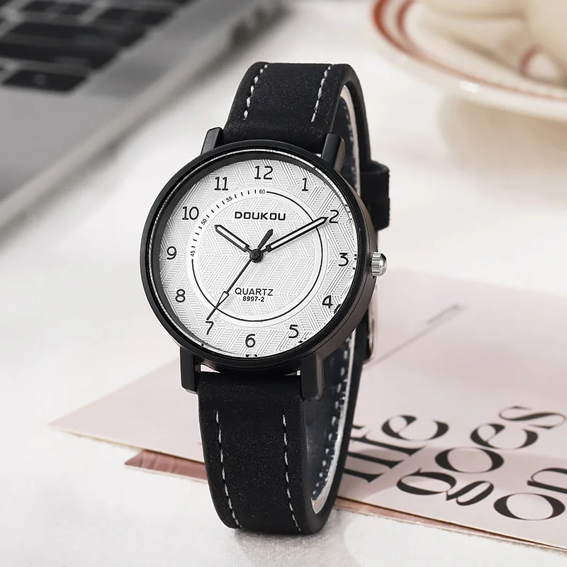 أزياء المرأة ووتش الأرقام العربية الهاتفي كوارتز ساعة طالب الحد الأدنى امتحان ووتش حزام من الجلد الفاخرة هدية ساعات المعصم