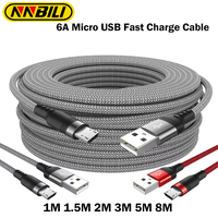 NNBILI 6A Micro USB cable Fast Charge 1m 1.5m 2m 3m 5m 8m Extension Cables for Xiaomi Redmi Samsung Andriod Micro USB Equipment