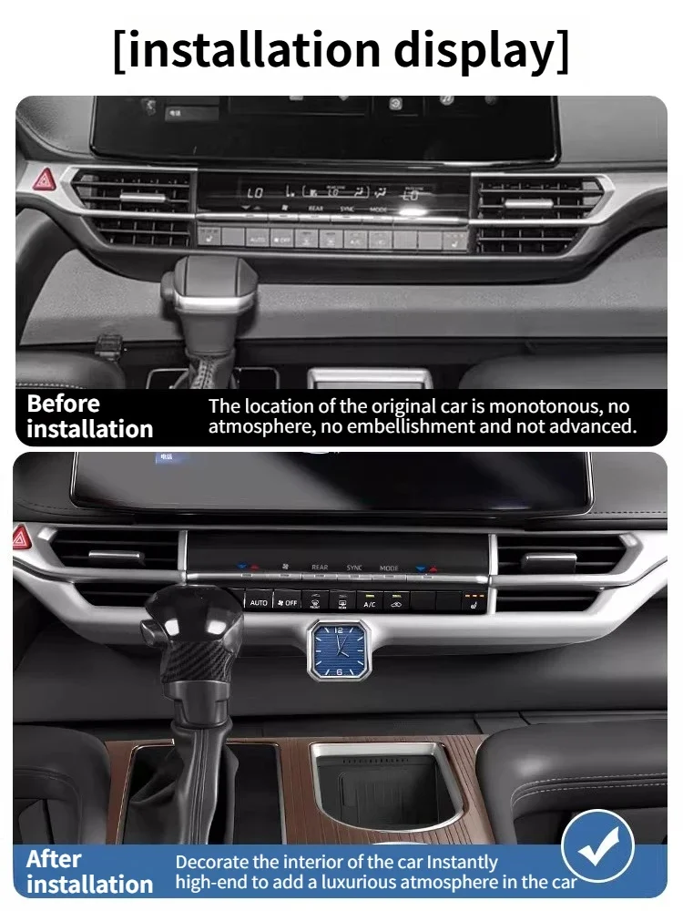 LIEI For Toyota Sienna/Granvia Center Console Clock Electronic Quartz Watch Interior Stick-On Digital Watch Car Decorative Acces