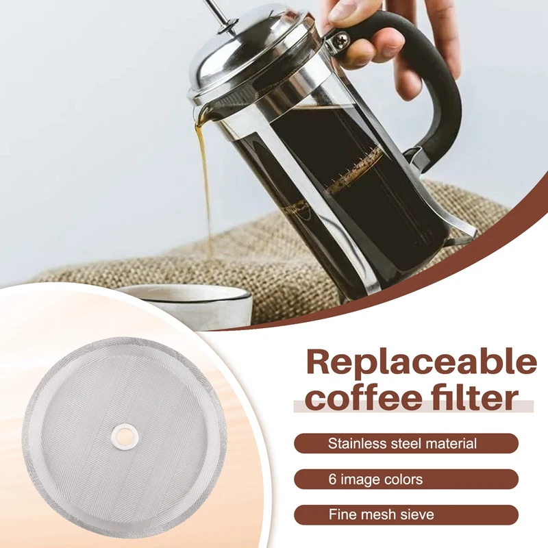 فلتر لصانعة القهوة 34 أونصة، 8 أكواب ماكينات صنع القهوة الفرنسية وآلات الشاي 4 بوصة ستانلس